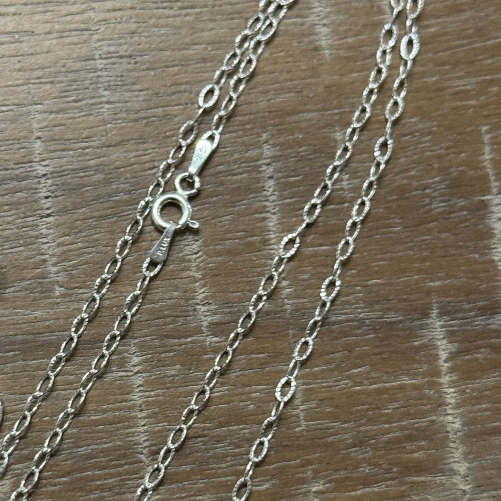 Silver rolo diamond cut Necklace - 16”